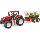 BRUDER Tracteur ROADMAX avec remorque forestière et 3 troncs d'arbre
