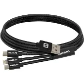 Swissten Câble de données textile 3en1 (Lightning, 2x USB-C), 1,2 m, noir 72501103 - 8595217481541