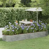 Syfax Lit surélevé de jardin Acier galvanisé Argenté