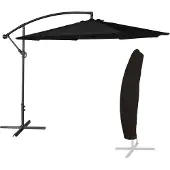 Happy Garden Parasol déporté OAHU rond 3,50m de diamètre noir + housse