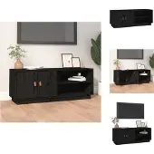 vidaXL Meuble TV Noir 105x34x40 cm Pin massif - Meubles TV