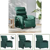 The Living Store Fauteuil relax électrique Vert foncé Tissu