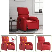 The Living Store Fauteuil de massage électrique rouge similicuir
