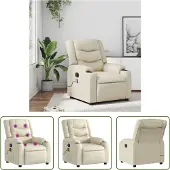 The Living Store Fauteuil de massage Crème Similicuir