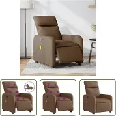 The Living Store Fauteuil de massage électrique Marron Tissu