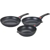 Baumalu Set de casseroles - Tous feux y compris induction - - Fonte d'aluminium - Antiadhésif - 3 pièces - Noir