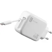 Cellularline Retractable Power 30W Smartphone, Tablette, Universel Blanc Secteur Charge rapide Intérieure