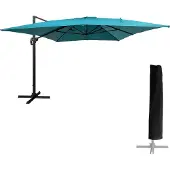 Happy Garden Parasol déporté MOLOKAI rectangulaire 3x4m bleu + housse