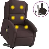 Syfax Fauteuil de massage avec releveur Tissu marron foncé