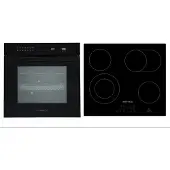 Respekta Four Cuisinière Table de cuisson noire Vitrocéramique Set Autonome Pyrolyse