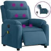 Syfax Fauteuil inclinable de massage électrique bleu velours