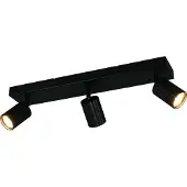 TRIO Plafonnier, métal, noir, 3 flammes, orientable, L50cm