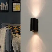 Silamp Applique Murale Noire LED IP44 double faisceau GU10