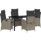 Syfax Ensemble de salle à manger pour jardin 5 pcs Gris polyrotin