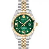 Philipp Plein Montre à affichage analogique 'Date Superlative' or / vert foncé / argent