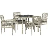Syfax Ensemble de salle à manger pour jardin 5 pcs Gris clair