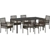 Syfax Ensemble de salle à manger pour jardin 7 pcs Marron polyrotin