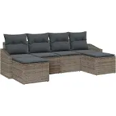Syfax Ensemble de Canapés avec coussin 6 pcs Gris polyrotin