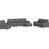 Syfax Ensemble de canapés 4 pcs avec repose-pied gris foncé tissu