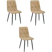 Leobert Chaise - - Libra - Tissu Marron/Pieds Noirs - 44,5 X 54,5 X 87 Cm - Lot De 3