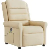 Syfax Fauteuil de massage inclinable Crème Tissu