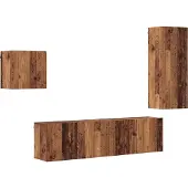 Syfax Meuble TV Montage mural 4 pcs Bois Ancien Bois d'ingénierie