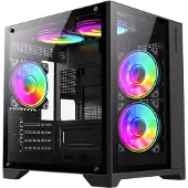 GameMax Infinity Mini Black, mini-tour, sans alimentation, USB/audio, Micro-ATX, 1x USB3.0, 2x USB2.0