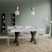 Itamoby - Table extensible 180/440x90 cm Traffic frêne blanc pieds anthracite