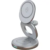 QDOS - Chargeur SnapStand 3-en-1 (gris sidéral)