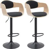 CLP 2 chaises de bar Kingston B - similicuir, structure noire - naturel/noir