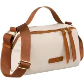 Peterson Sac messager pour femme en nylon et cuir écologique beige et marron -