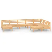 Syfax Salon de jardin 9 pcs Bois de pin massif