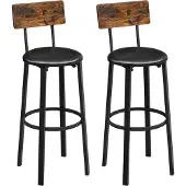 Leobert Tabourets De Bar - - Brun Rustique (Vintage)/Noir - 39 X 39 X 100 Cm - Lot De 2