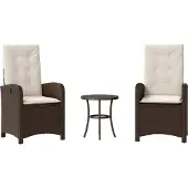 Syfax Ensemble de bistro 3 pcs avec coussins marron résine tressée