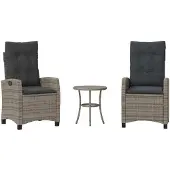 Syfax Ensemble de bistro 3 pcs avec coussins gris résine tressée