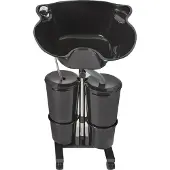OEM Shampoo-Basin-Sink, réglable en hauteur, système de double récipient, noir