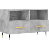 Syfax Meuble TV Gris béton 80x36x50 cm Bois d'ingénierie