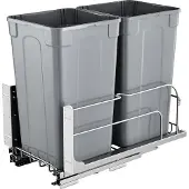 Vevor Poubelle de cuisine à double tiroir, fermeture douce, gris, 27QTx2