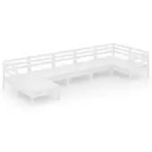 Syfax Salon de jardin 7 pcs Bois de pin massif Blanc