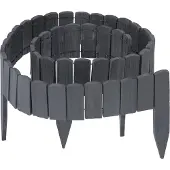 Relaxdays Bordure de parterre , 200 cm de long, flexible, hauteur visible : 10 cm, à enfoncer, en bois, clôture de parterre, bordure de pelouse, anthracite