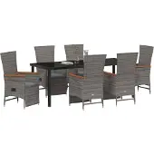 Syfax Ensemble de salle à manger pour jardin 7 pcs Gris polyrotin