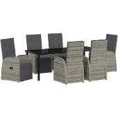 Syfax Ensemble de salle à manger pour jardin 7 pcs Gris polyrotin