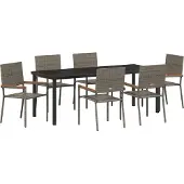 Syfax Ensemble de salle à manger pour jardin 7 pcs Gris polyrotin