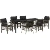 Syfax Ensemble de salle à manger pour jardin 7 pcs Gris polyrotin