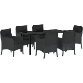 Syfax Ensemble de salle à manger pour jardin 7 pcs Noir polyrotin