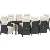 Syfax Ensemble de salle à manger pour jardin 9 pcs Noir polyrotin