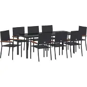 Syfax Ensemble de salle à manger pour jardin 9 pcs Noir polyrotin