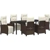 Syfax Ensemble de salle à manger pour jardin 7 pcs Marron polyrotin