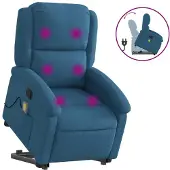 Syfax Fauteuil de massage inclinable Bleu Velours