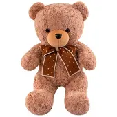 Lean Toys Peluche mascotte doudou ours en peluche avec noeud à pois 45cm